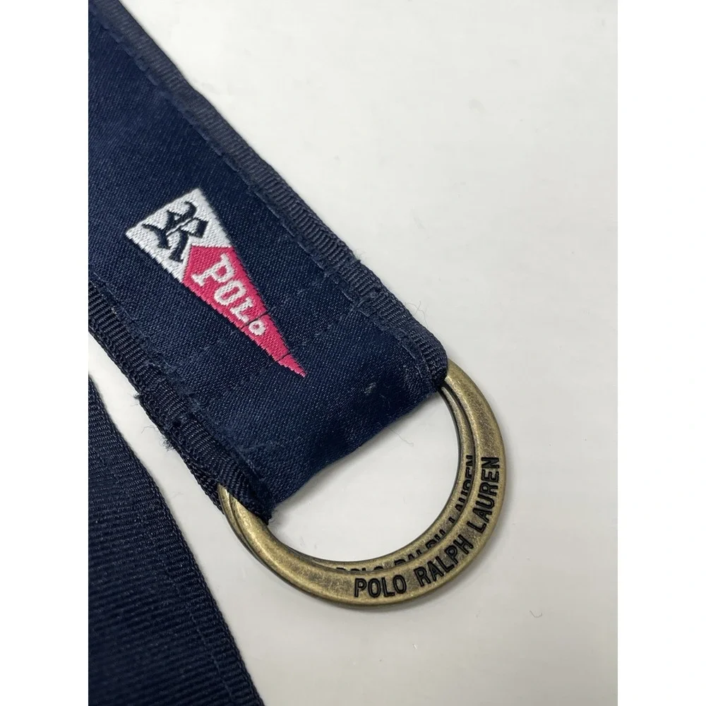 Polo Ralph Lauren Kids Embroidered Flag Fabric D-Ring Belt Navy Blue 33